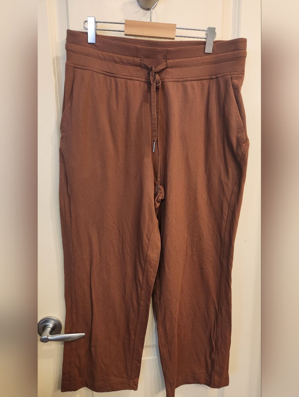 lululemon athletica Womens Rust Brown Drawstring Cropped Joggers